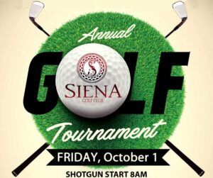 Annual Siena Tournament with golf ball and date