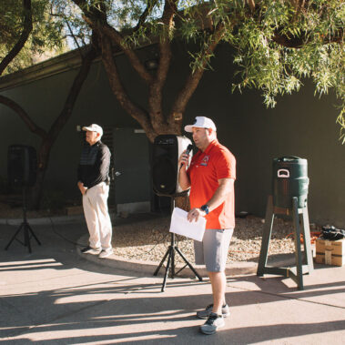 Jeff Halverson speaking to the crowd