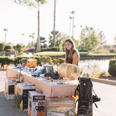 LVFRCA lady volunteer at the raffle table