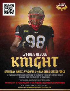 LV Hawks Fire Football Flyers with player on the picture